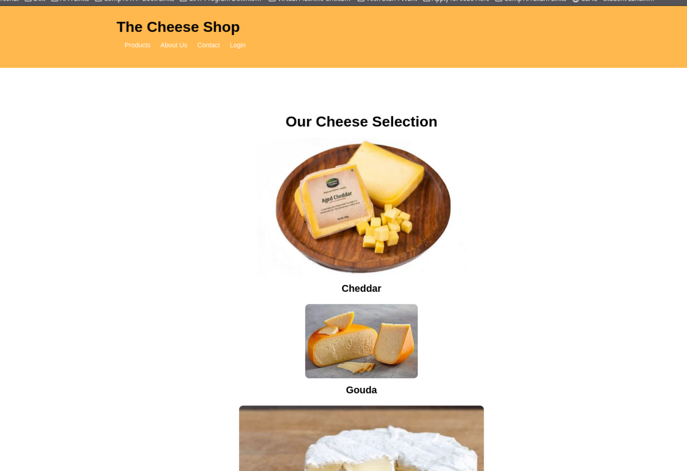 The Cheese Shop homepage
